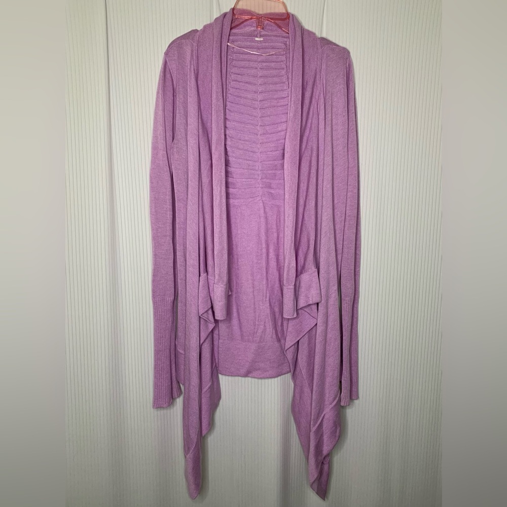 Lululemon Open Front Cardigan Draped Collar Cashmere Blend Lavender